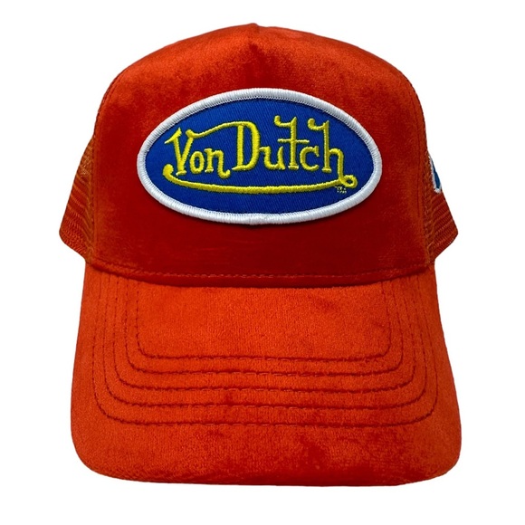 Von Dutch Other - VON DUTCH  Trucker Hat Orange Hollywood Velvet Embroidered Logo Patch